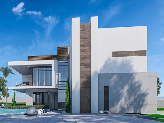 Modern luxury villa Sharjah minimalist facade design