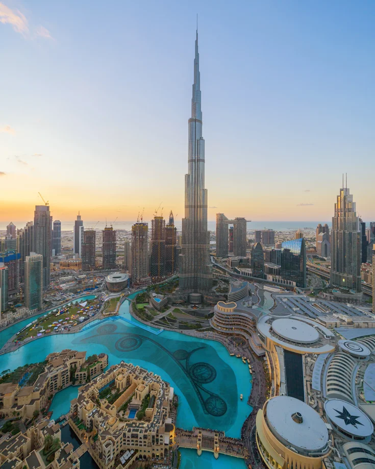 Dubai skyline with the Burj Khalifa and cityscape